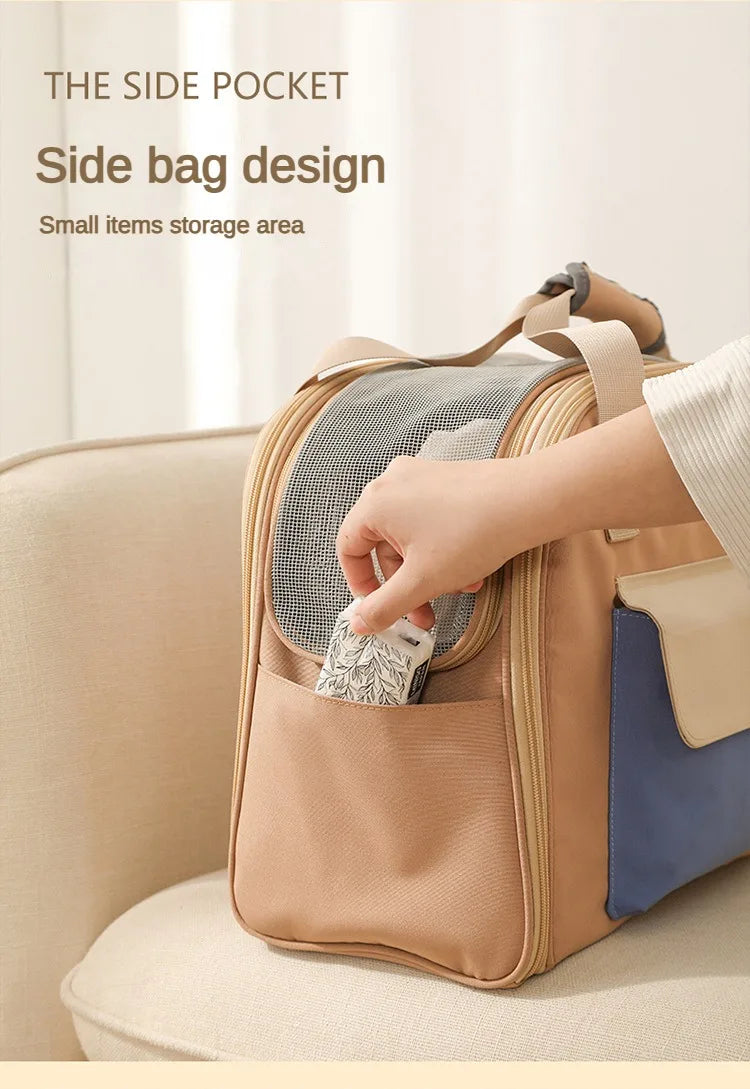 Bolsa multifuncional para animais de estimação, gatos e cães, confortável, respirável, bolsa de ombro para transportar animais de estimação, mochila para cachorro, bolsa de peso <4kg