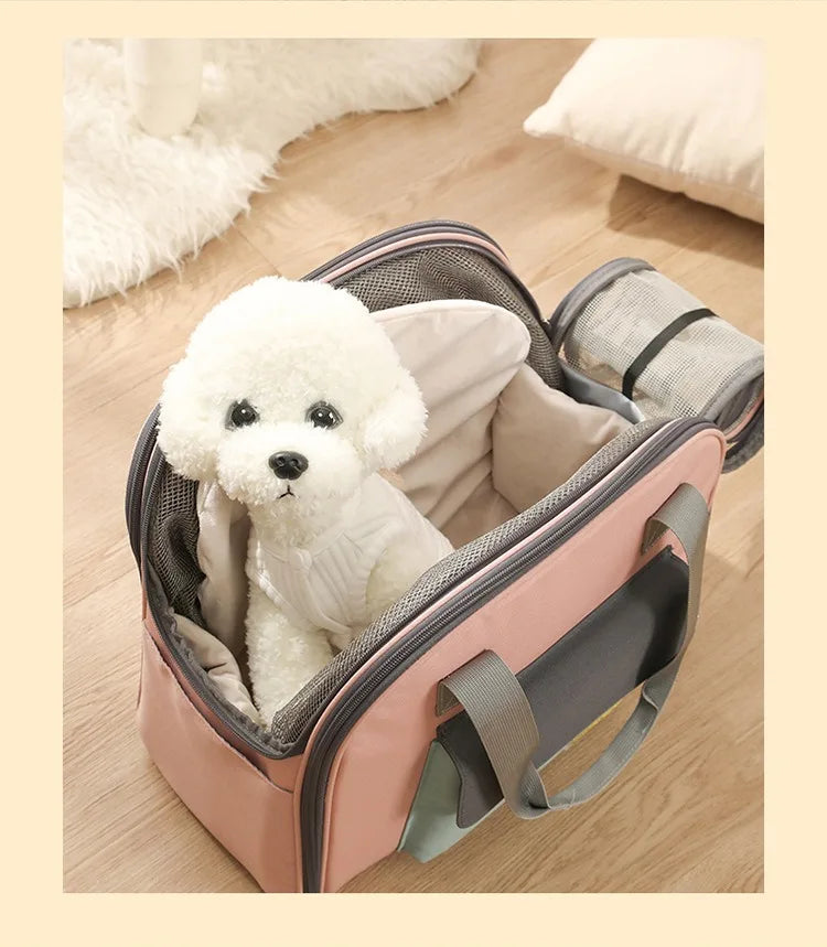 Bolsa multifuncional para animais de estimação, gatos e cães, confortável, respirável, bolsa de ombro para transportar animais de estimação, mochila para cachorro, bolsa de peso <4kg